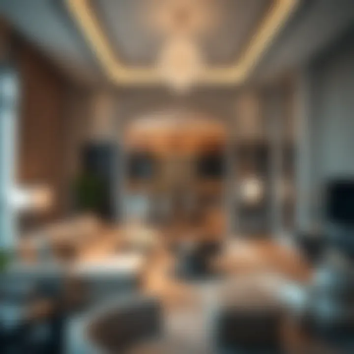 An elegant apartment interior highlighting luxurious design and amenities