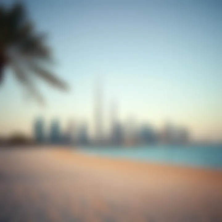 Jumeirah Beach Skyline A serene beach view from Jumeirah Beach with the skyline in the background