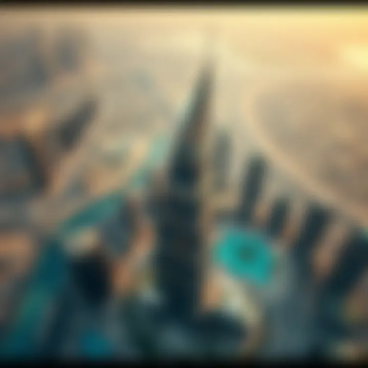 Aerial view showcasing the building's impact on Dubai's urban landscape