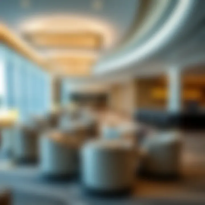 Luxurious Interior of the Emirates Business Lounge Luxurious interior of the Emirates Business Lounge showcasing elegant design