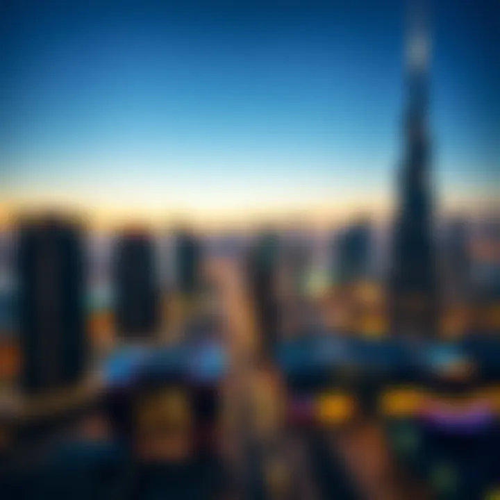 Dubai Skyline: A Dazzling Evening Stunning skyline view of Dubai at sunset