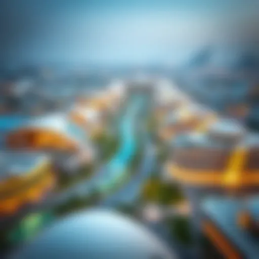 Innovative Architecture of Expo City Valley Aerial view of Expo City Valley showcasing innovative architecture