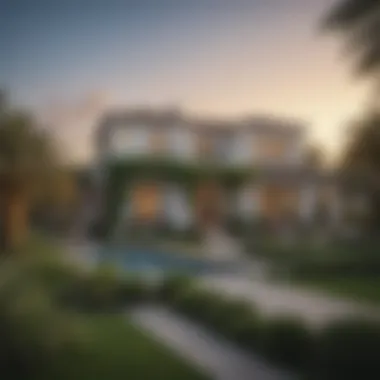 Charming Farmhouse Exterior in Dubai Charming farmhouse exterior with lush greenery in Dubai