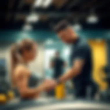 Personal trainer assisting a client with tailored workout plans