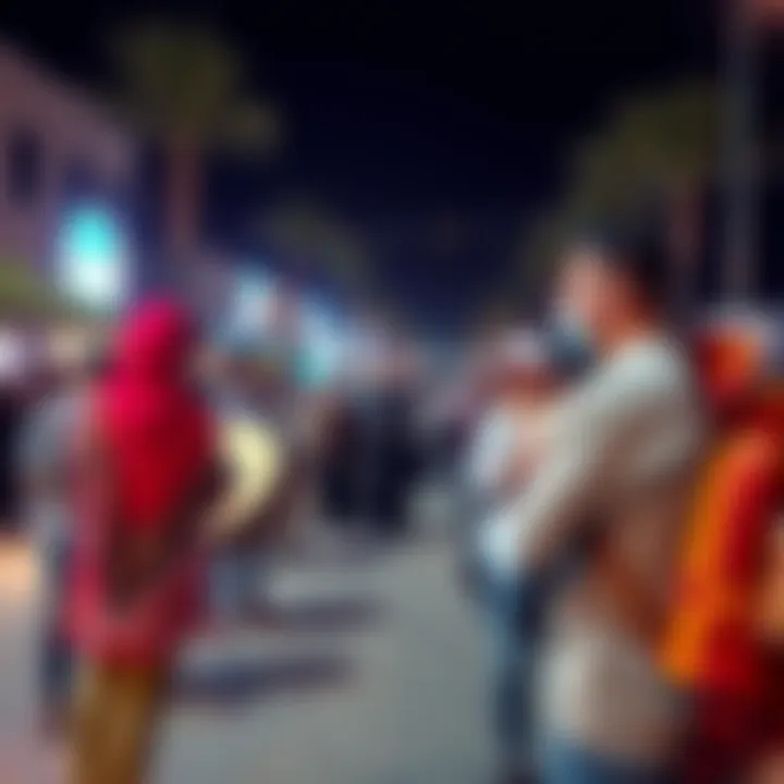 A vibrant community event taking place in حدائق ند الشبا, emphasizing local culture