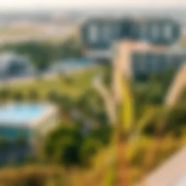 A beautiful view of حدائق ند الشبا showcasing its lush greenery and modern architecture