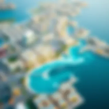 Map highlighting the strategic location of Hudayriat Beach in relation to Dubai's major districts.