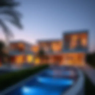 A stunning view of luxury villas in Dubai with modern architecture