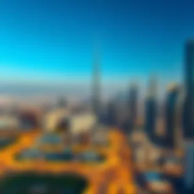 An aerial view showcasing the skyline of Dubai with luxury towers