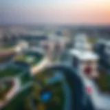 Aerial View of MotorCity Aerial view of MotorCity Dubai showcasing its modern architecture and green spaces