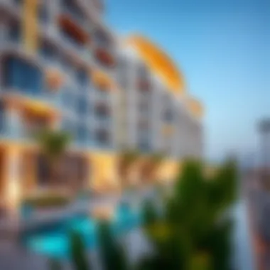 Contemporary Architecture of New Luxury Apartments Modern architectural design of a luxury apartment complex in Dubai