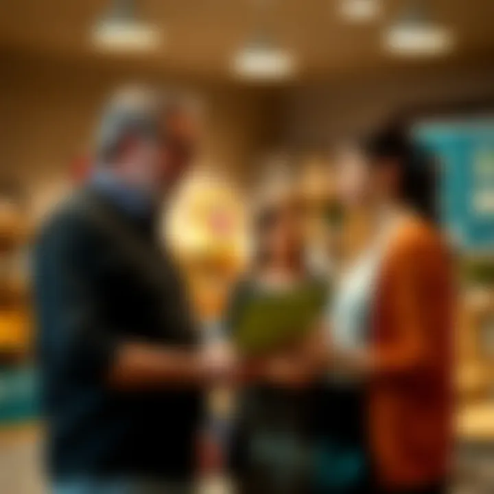 Parent discussing nursery options with educational staff