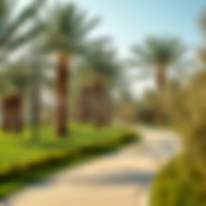 Winding Pathway Through Pond Park A pathway winding through the park's vibrant landscape