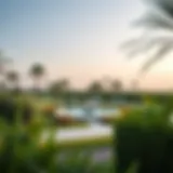 A serene view of the pond surrounded by lush greenery