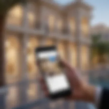 Digital Property Listings Exploration Client reviewing property listings on a digital device