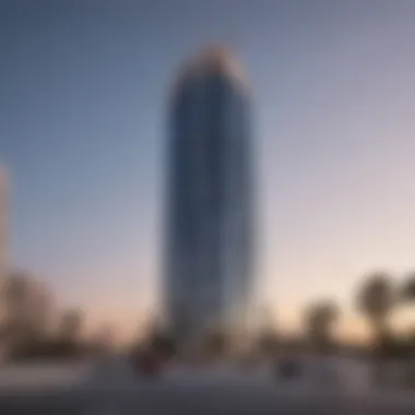 Architectural Marvel of Sharjah Tower Al Nahda Stunning exterior view of Sharjah Tower Al Nahda showcasing its modern architecture