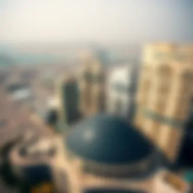 An aerial shot of the Silver Tower Cluster integrating seamlessly into Dubai's skyline