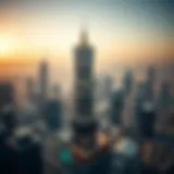 Aerial view of Skyview Tower against Dubai skyline