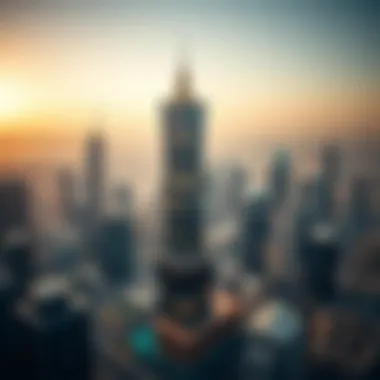 Aerial View of Skyview Tower in Dubai Aerial view of Skyview Tower against Dubai skyline