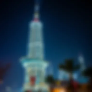 Skyview Tower Illuminated at Night Night view of Skyview Tower illuminated