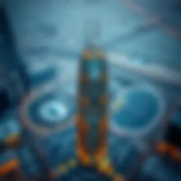 Stunning aerial view of the Al Maktoum Building showcasing its modern architecture