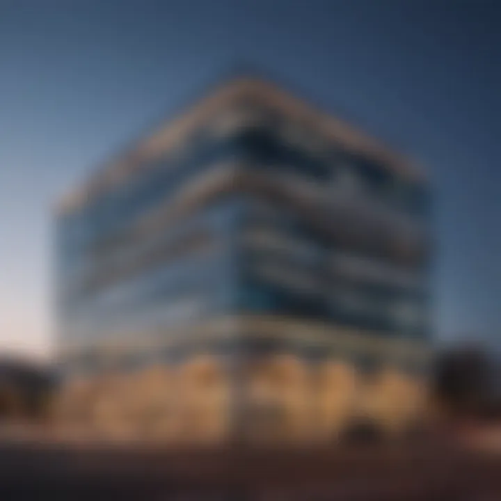 Evening view of the Seagull Building illuminated, symbolizing its iconic status