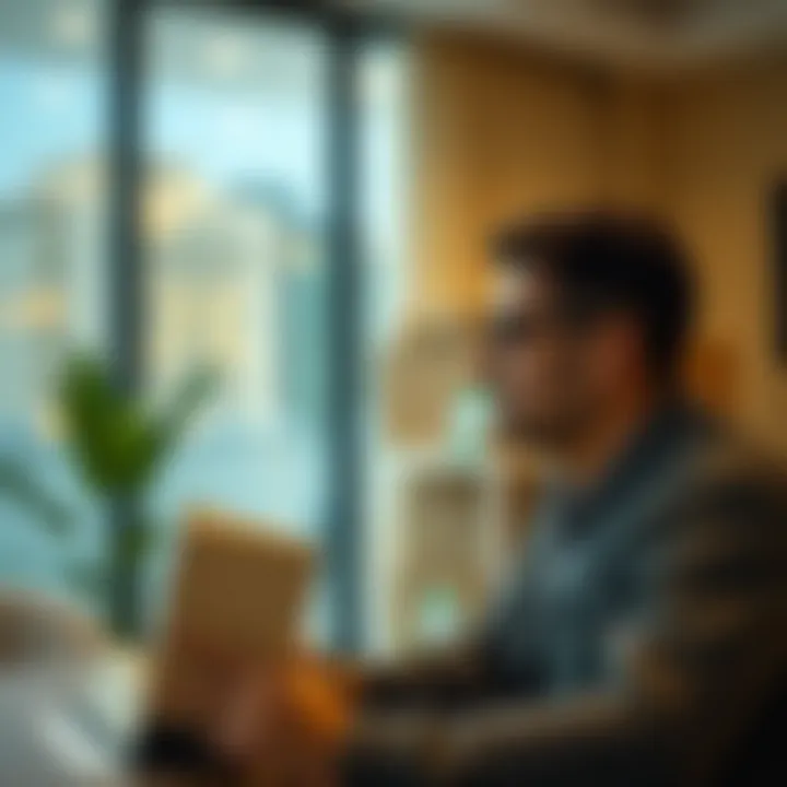 Customer reviewing moving services