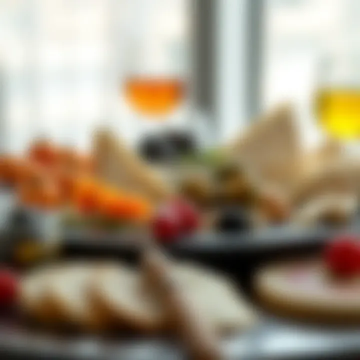 A beautifully arranged Turkish breakfast spread featuring assorted cheeses and olives