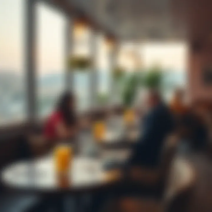 A cozy café ambiance where patrons enjoy authentic Turkish breakfast dishes with a view