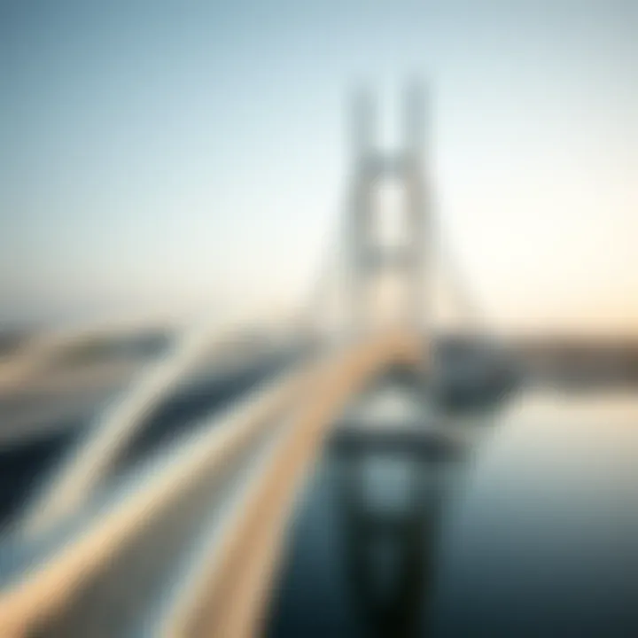 Close-up of the intricate design details of Reem Island's main bridge