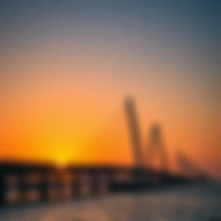 Sunset over the bridges of Reem Island, highlighting their structural beauty