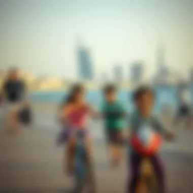 Family Fun and Recreation at Al Mamzar Family enjoying recreational activities at the Corniche