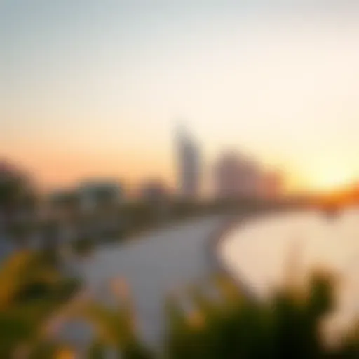 Breathtaking Sunset at Al Mamzar Corniche Stunning view of Al Mamzar Corniche at sunset