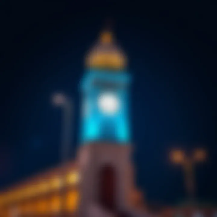 The Deira Clocktower illuminated at night showcasing its architectural grandeur