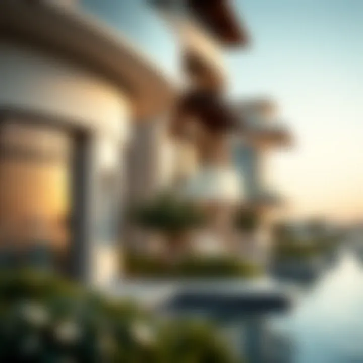 Close-up of architectural details of luxury villas on Palm Jumeirah