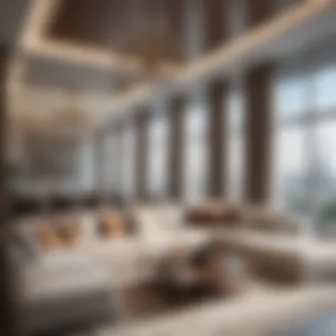 Luxurious Living Space in a Penthouse Elegant interior design showcasing luxurious penthouse living space