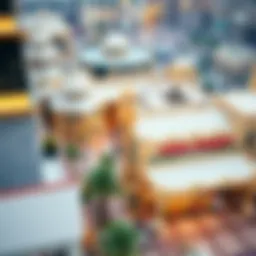 Aerial view of the Al Manal market showcasing its unique architecture and vibrant surroundings