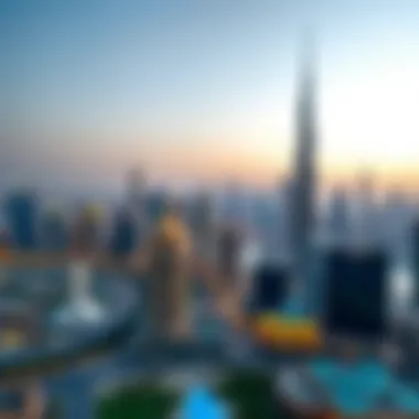 Captivating Views of Downtown Dubai Panoramic skyline view from Movenpick Hotel Apartment, highlighting Downtown Dubai attractions