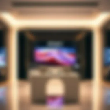 Showcasing Apple Products in Nakheel Mall Store Apple products displayed prominently inside Nakheel Mall Store