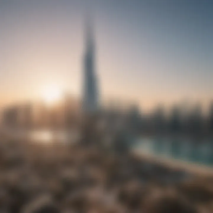 Stunning view of Reef Tower against the Dubai skyline