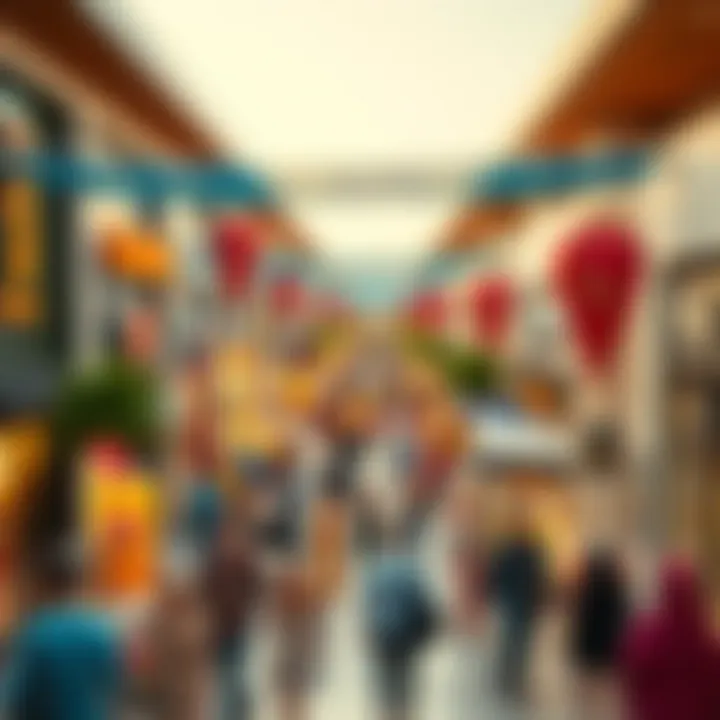 Vibrant Outlet Shopping Festival in Dubai An aerial view of shoppers enjoying a vibrant outlet shopping festival
