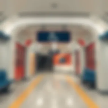 Interior design of a Red Line Metro station highlighting accessibility features