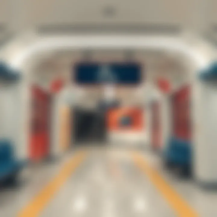 Interior design of a Red Line Metro station highlighting accessibility features