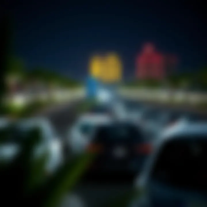 Nighttime Illumination of Palm Parking Nighttime illumination of Palm Parking area