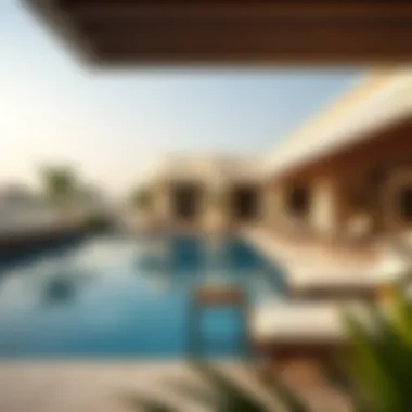 Serene outdoor space of a trophy home with a pool