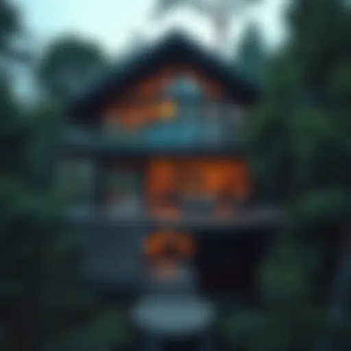A stunning treehouse nestled in a forest, showcasing sustainable architecture