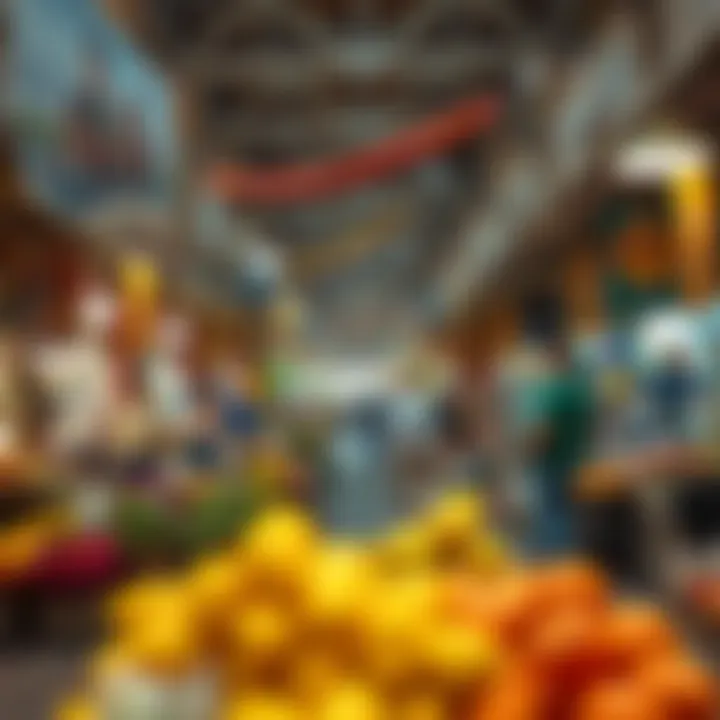 A bustling local market in Vartur, highlighting community life and amenities