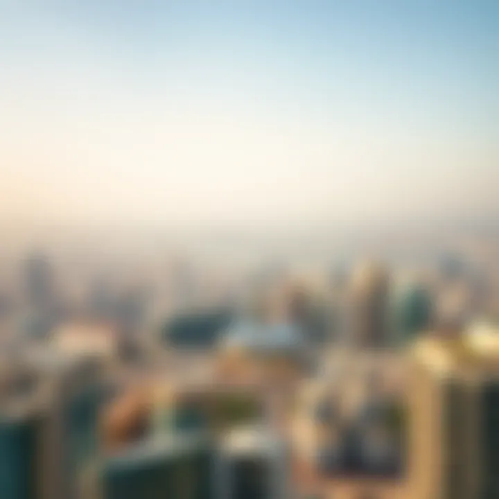 Panoramic view of the Dubai skyline from Windsor Manor Tower