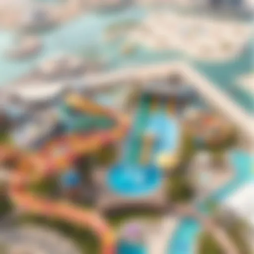 Aerial view of Yas Water Park showcasing its vibrant slides and attractions