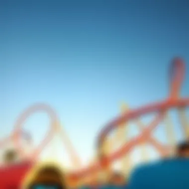 The thrilling roller coasters of Yas Water Park against a blue sky